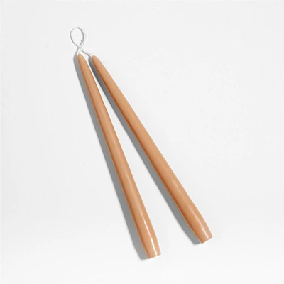 12" Dipped Latte Brown Taper Candles, Set of 2