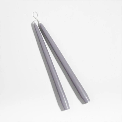 12" Dipped Quarry Grey Taper Candles, Set of 2