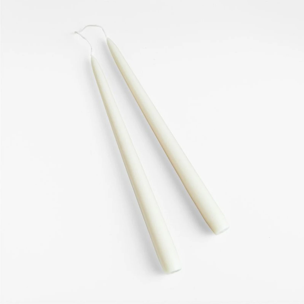 12" Dipped Linen Taper Candles, Set of 2
