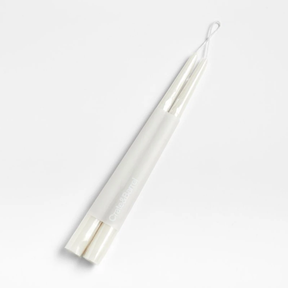 12" Dipped Linen Taper Candles, Set of 2