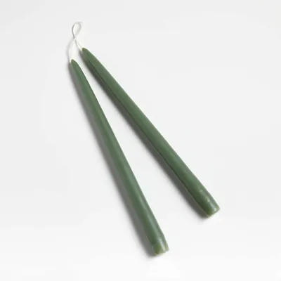 Dipped Moss Taper Candles, Set of 2