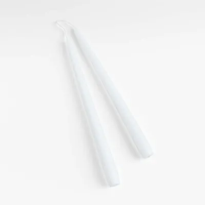 Dipped White Taper Candles, Set of 2