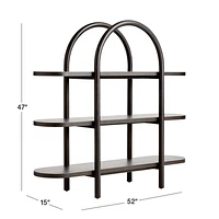 Canyon Black Wood Wide 3-Shelf Bookcase by Leanne Ford