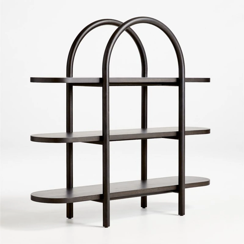Canyon Black Wood Wide 3-Shelf Bookcase by Leanne Ford