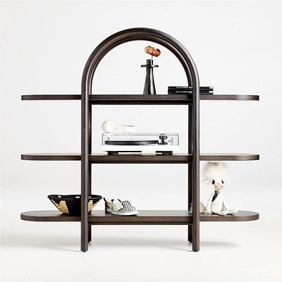 Canyon Black Wood Wide 3-Shelf Bookcase by Leanne Ford