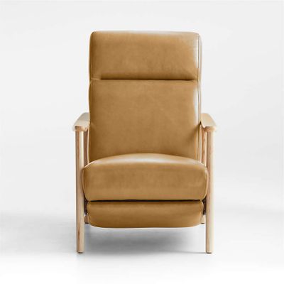 Domingo Leather Reclining Chair with Wood Frame