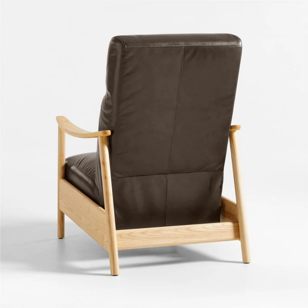 Domingo Leather Reclining Chair with Wood Frame