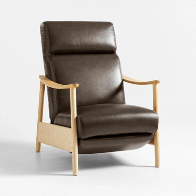 Domingo Leather Reclining Chair with Wood Frame