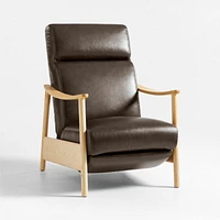 Domingo Leather Reclining Chair with Wood Frame