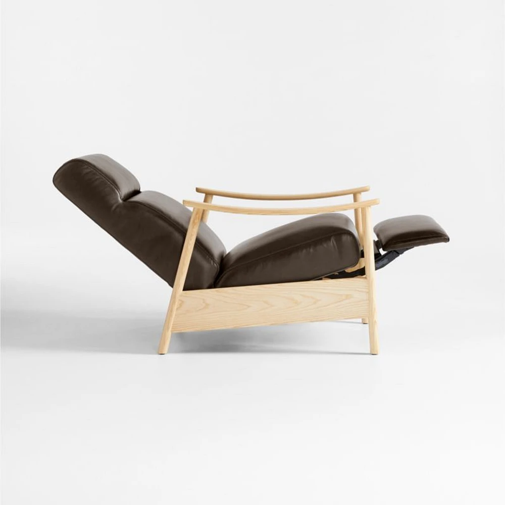 Domingo Leather Reclining Chair with Wood Frame