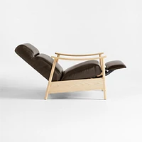 Domingo Leather Reclining Chair with Wood Frame
