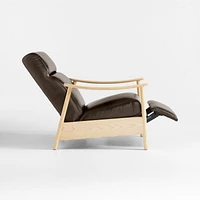 Domingo Leather Reclining Chair with Wood Frame