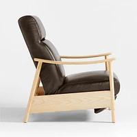 Domingo Leather Reclining Chair with Wood Frame