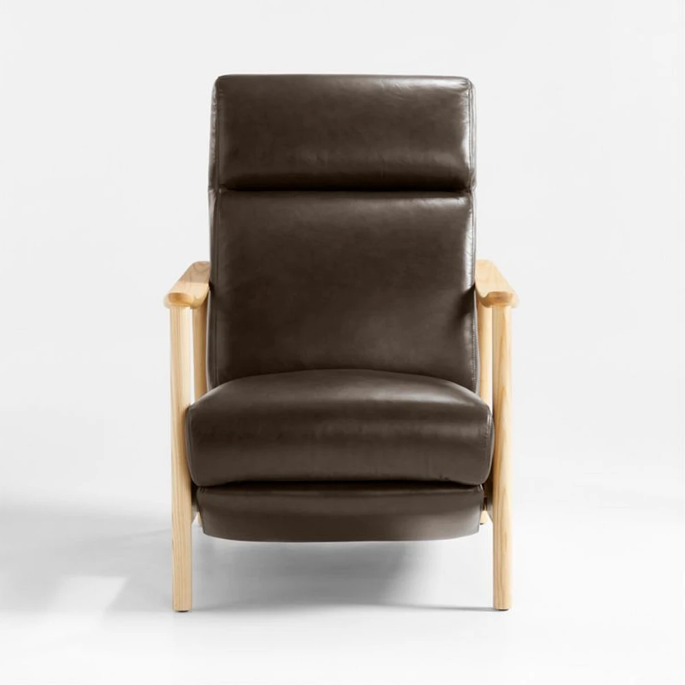 Domingo Leather Reclining Chair with Wood Frame