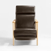 Domingo Leather Reclining Chair with Wood Frame