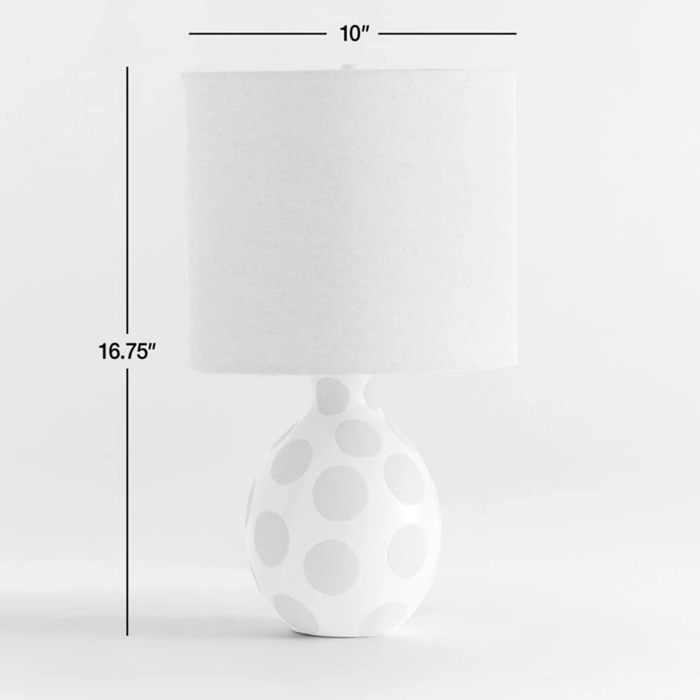 Dot White Ceramic Kids Table Lamp