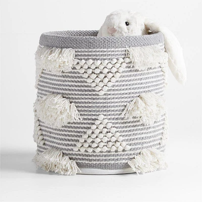 Dottie Grey Woven Macrame Kids Small Storage Bin