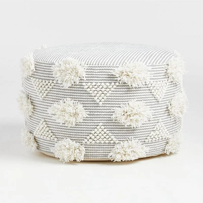 Dottie Grey Macramé Woven Kids Pouf