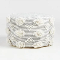 Dottie Grey Macramé Woven Kids Pouf