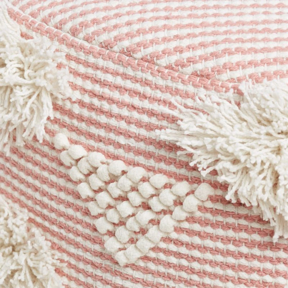 Dottie Pink Macramé Woven Kids Pouf