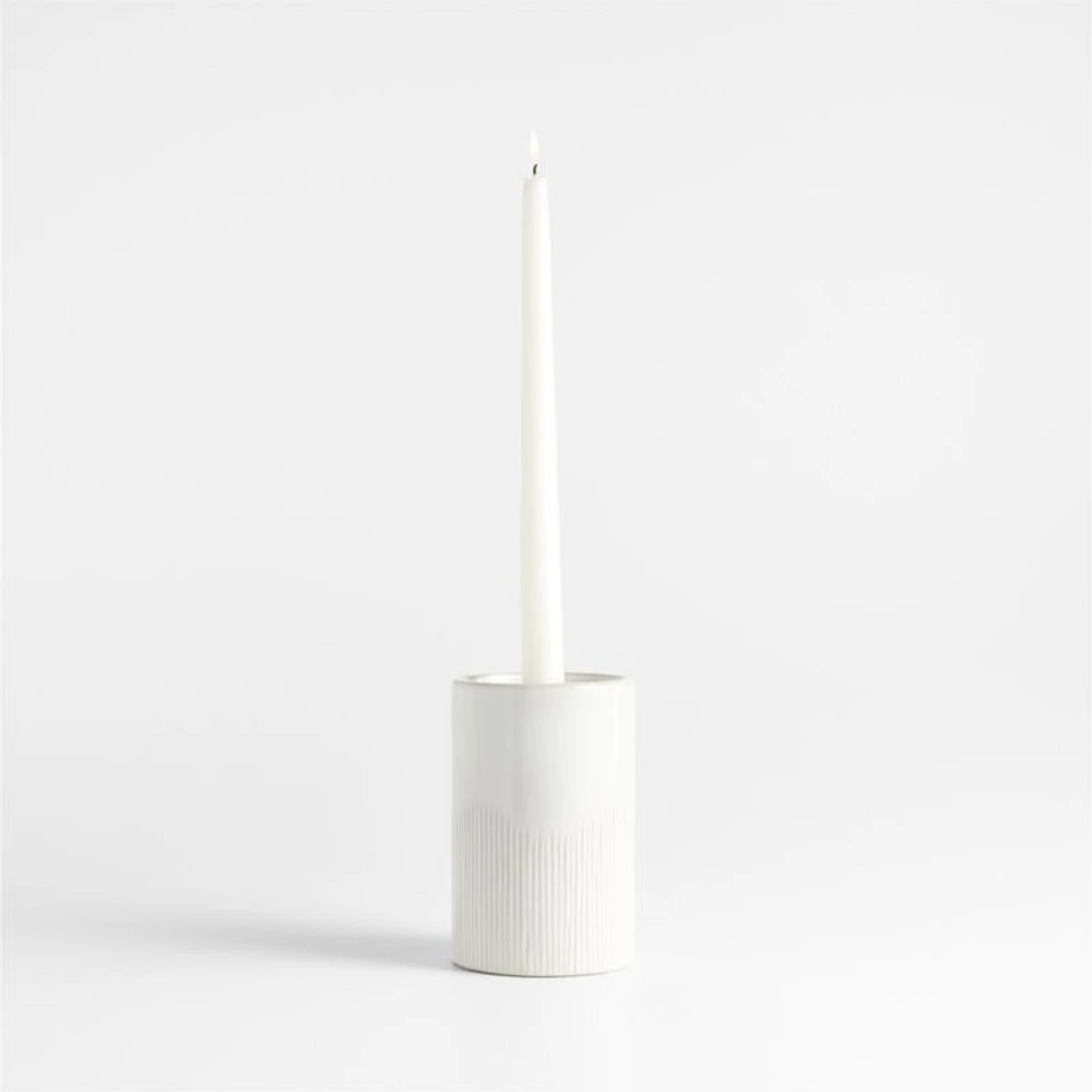 Dover White Ceramic Taper Candle Holder 5.5"