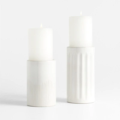 Dover Stoneware Taper Candle Holders, Set of 2