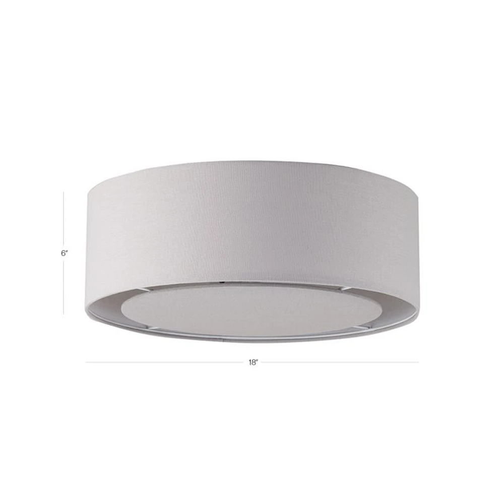 18" Light Grey Drum Shade Flush Mount Light