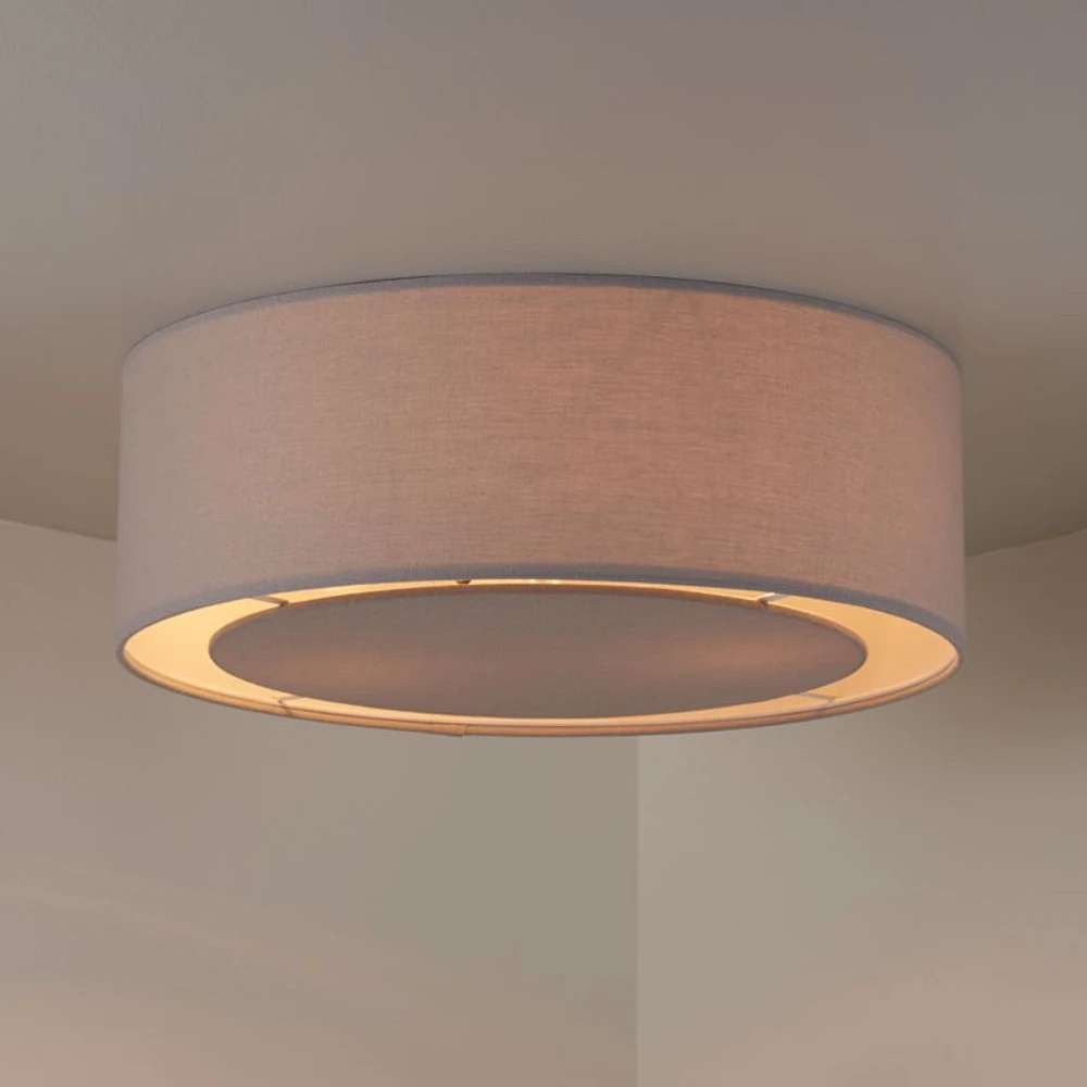 18" Light Grey Drum Shade Flush Mount Light