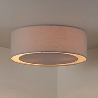18" Light Grey Drum Shade Flush Mount Light