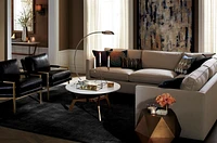 Elke White Marble and Brass Aluminum 35.5" Rectangular Coffee Table