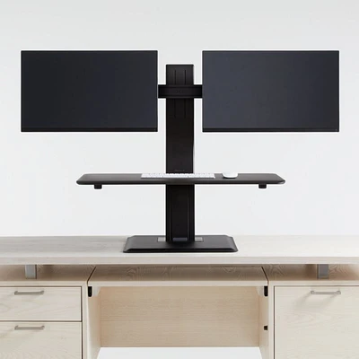 Humanscale ® Black Dual Monitor Quickstand Eco Standing Desk Converter