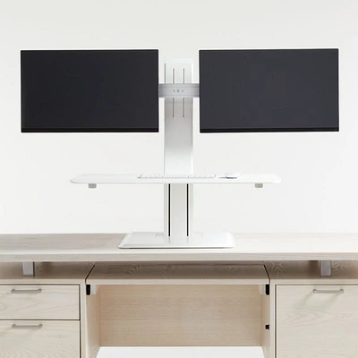 Humanscale ® White Dual Monitor Quickstand Eco Standing Desk Converter