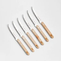 Jean Dubost Laguiole ® Beechwood Bistro Steak Knife Block, Set of 6