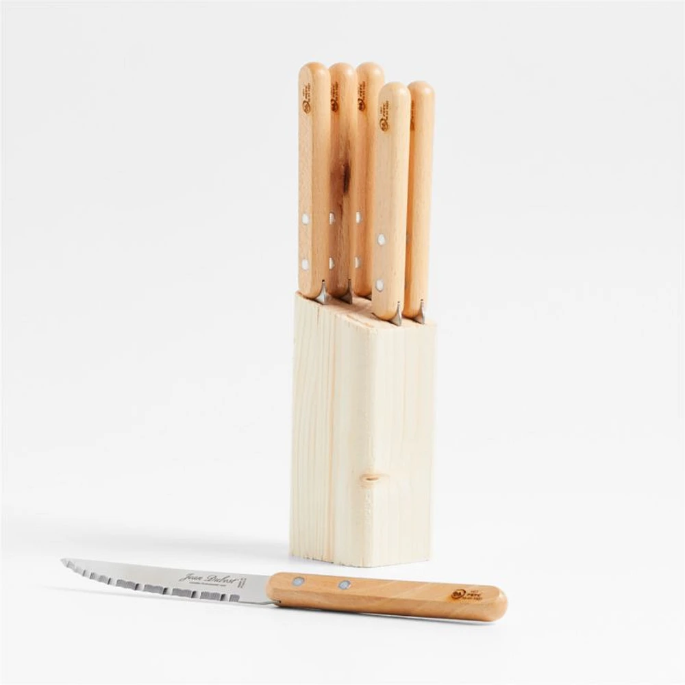 Jean Dubost Laguiole ® Beechwood Bistro Steak Knife Block, Set of 6