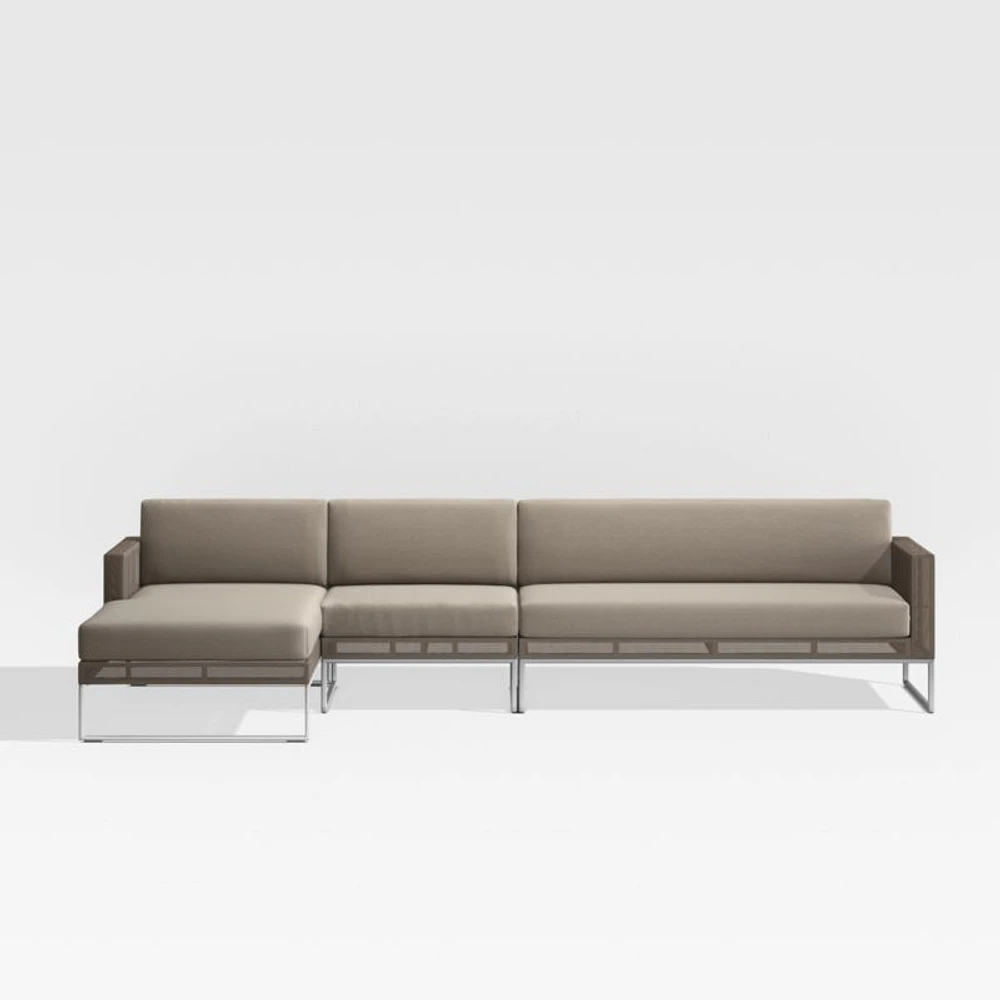 Dune -Piece Taupe Left-Arm Chaise Outdoor Sectional Sofa with Sunbrella ® Cushions
