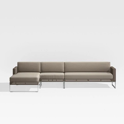 Dune -Piece Taupe Left-Arm Chaise Outdoor Sectional Sofa with Sunbrella ® Cushions