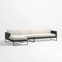 Dune -Piece Black and White Outdoor Sectional Sofa with Left-Arm Chaise