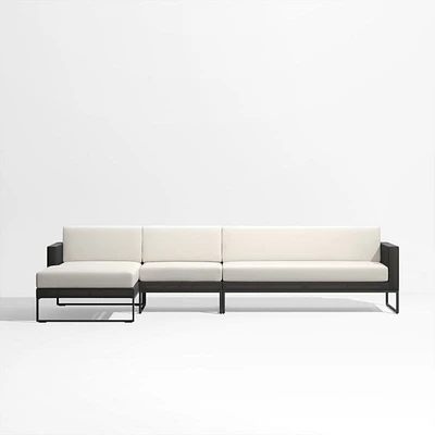 Dune -Piece Black and White Outdoor Sectional Sofa with Left-Arm Chaise