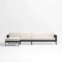 Dune -Piece Black and White Outdoor Sectional Sofa with Left-Arm Chaise
