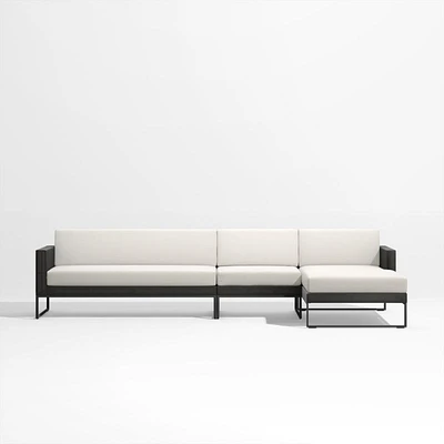 Dune -Piece Black and White Outdoor Sectional Sofa with Right-Arm Chaise