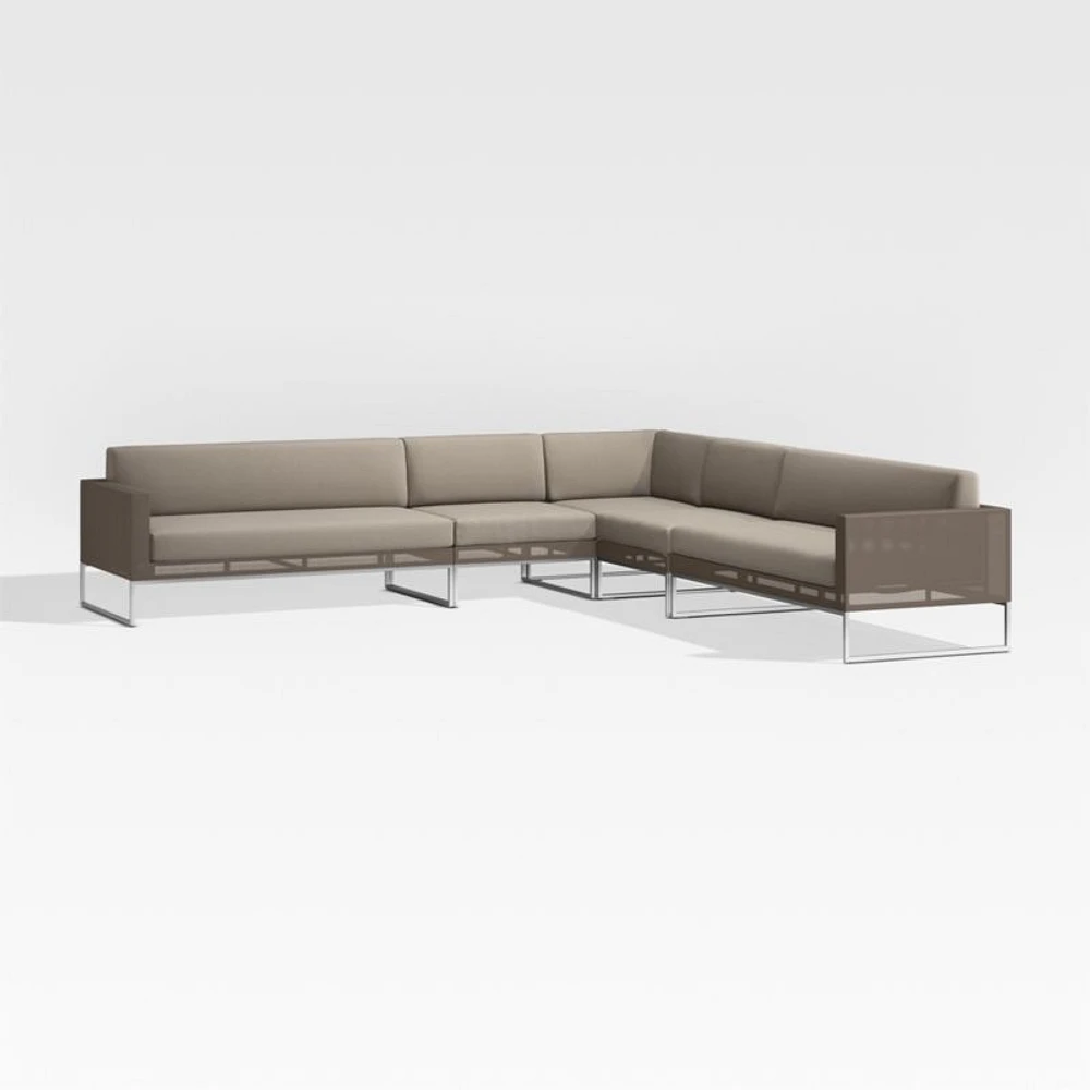 Dune 5-Piece Taupe L-Shaped Outdoor Sectional Sofa with Sunbrella ® Cushions
