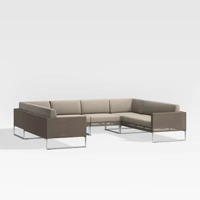 Dune 6-Piece Taupe U-Shaped Outdoor Sectional Sofa with Sunbrella ® Cushions