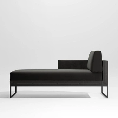 Dune Black Left Arm Outdoor Chaise with Black Cushions