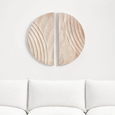 'Dune' Hand-Carved Bleached Wood Wall Art 30"x30"