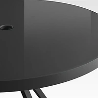 Dune 48" Black Glass Outdoor Dining Table Set with Black Cushions