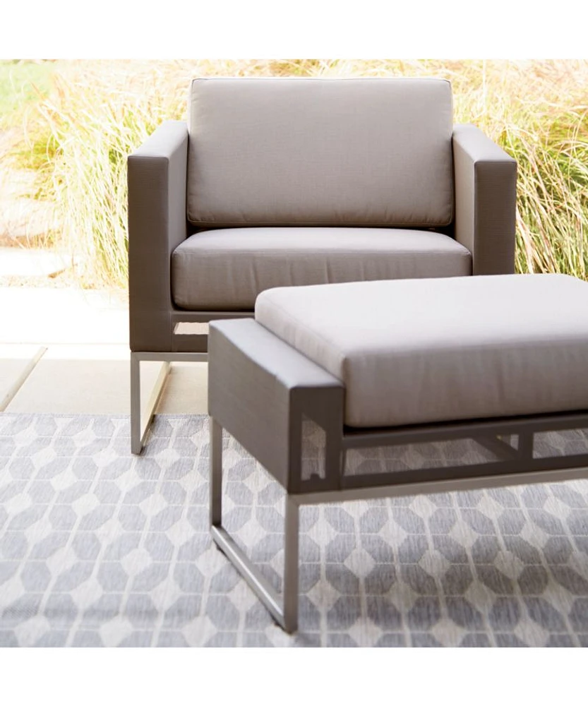 Dune Taupe Outdoor Ottoman with Sunbrella ® Cushion