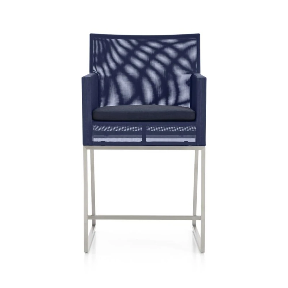 Dune Navy Outdoor Counter Stool with Sunbrella ® Cushion