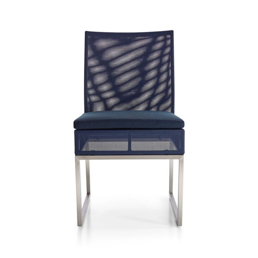 Dune Navy Outdoor Dining Side Chair with Sunbrella ® Cushion