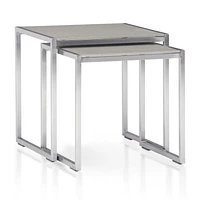 Dune Outdoor Nesting Tables with Taupe Painted Glass, Set of 2