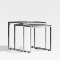 Dune Outdoor Nesting Tables with Charcoal Painted Glass Set of Two